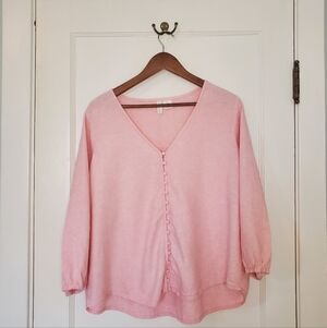 Cynthia Rowley Linen Blend Blouse – Plus Size 1X – Pale Pink